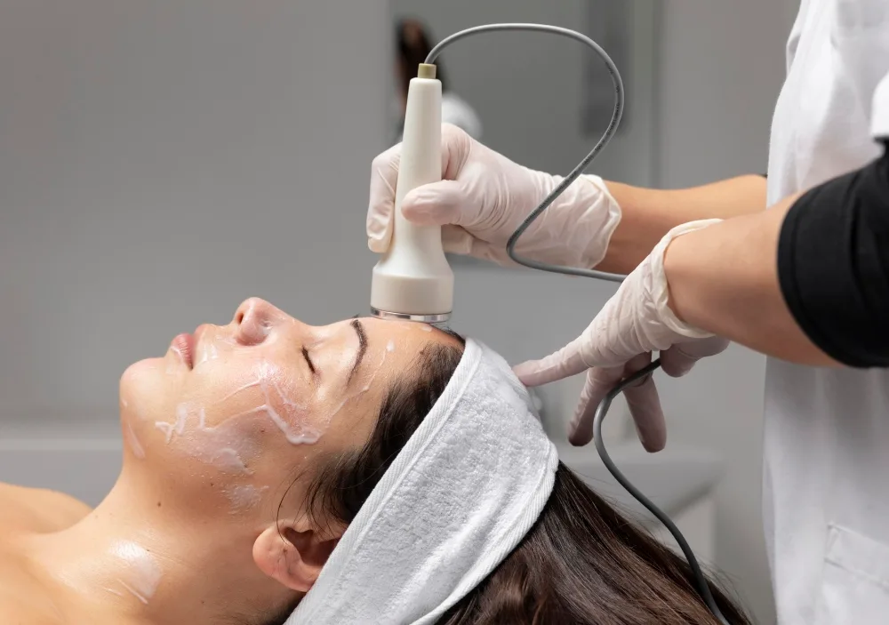 Woman having anti aging treatment